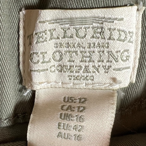 Telluride Clothing Co. Olive Green Cropped Pants Size 12 - Picture 7 of 8